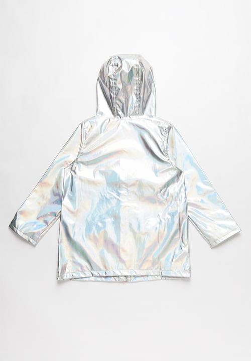 Pop Candy - Girls hooded metallic jacket - silver