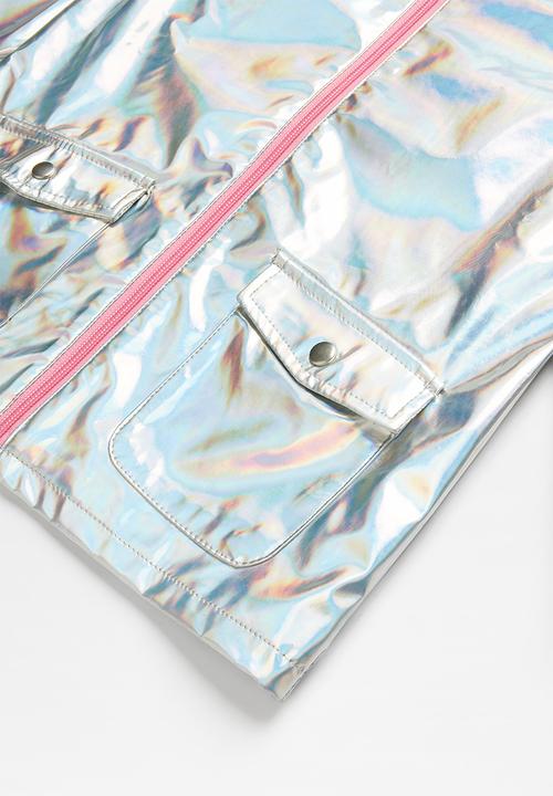 Pop Candy - Girls hooded metallic jacket - silver