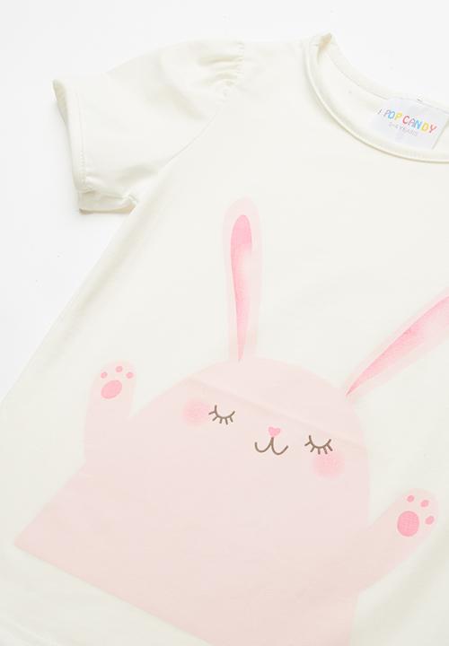 Pop Candy - Printed bunny tee - white