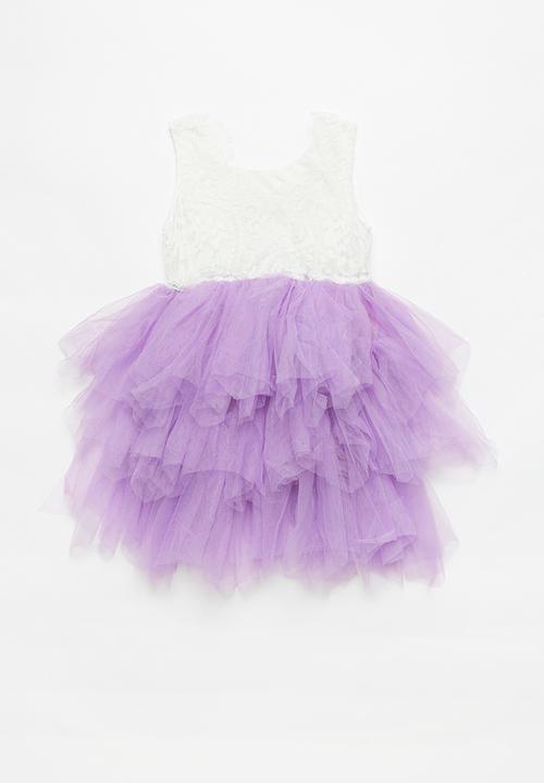 Pop Candy - Layered mesh dress - white & purple