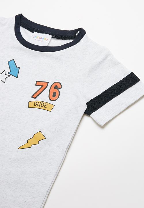 Pop Candy - Boys tee - grey & navy
