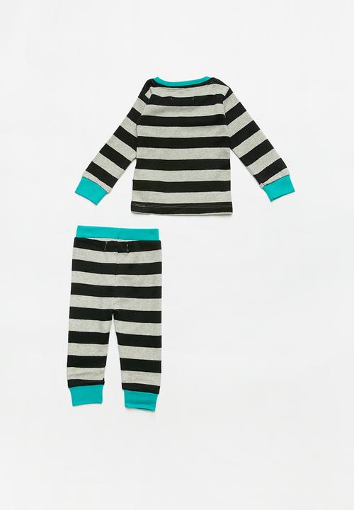 MINOTI - Grey stripe long sleeve pyjama set - multi