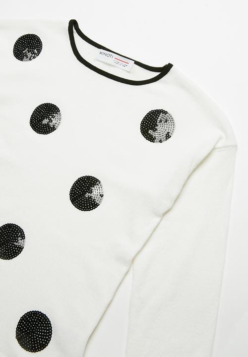 MINOTI - Kids sequin fine knit jumper - black & white