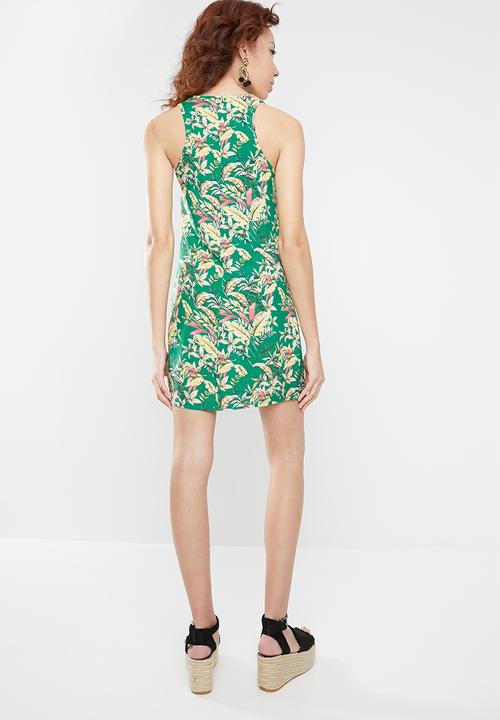 c(inch) - A-line dress - green & yellow 