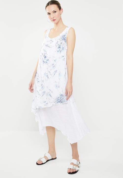 Revenge - Double layer floral dress - blue & white