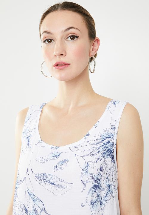 Revenge - Double layer floral dress - blue & white