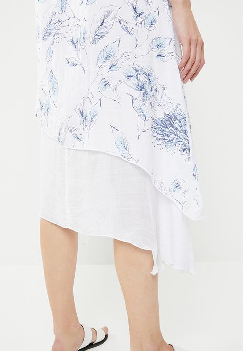Revenge - Double layer floral dress - blue & white