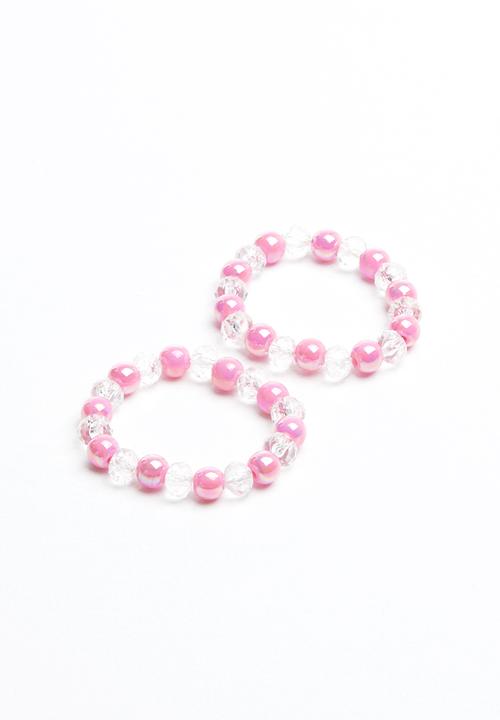 Pop Candy - 2 piece pack bracelet - pink & white
