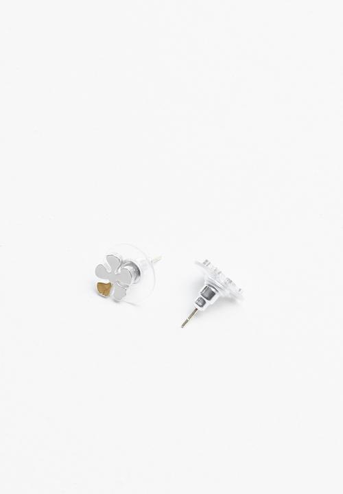 Pop Candy - Flower earrings set - silver & yellow