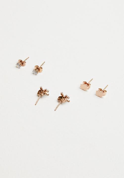 Pop Candy - 3 set oh pack earrings - rose gold
