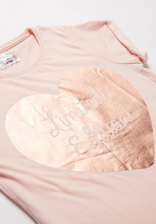 Pop Candy - Girls short sleeve heart top - pink
