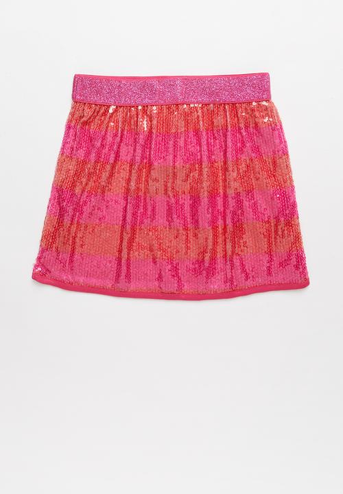 Pop Candy - Girls sequin skirt - pink & orange 