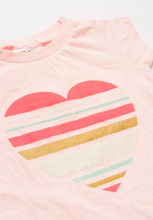 Pop Candy - 2 pack heart tee skirt set - pink & green 