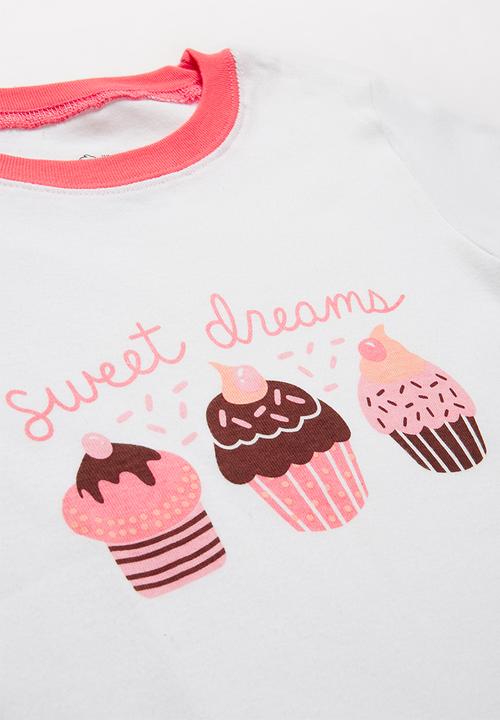 Pop Candy - Cupcake print pj set - pink & white