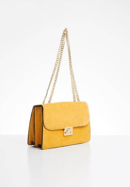MANGO - Chain leather bag - yellow