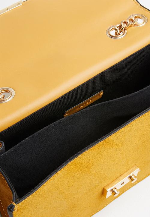 MANGO - Chain leather bag - yellow