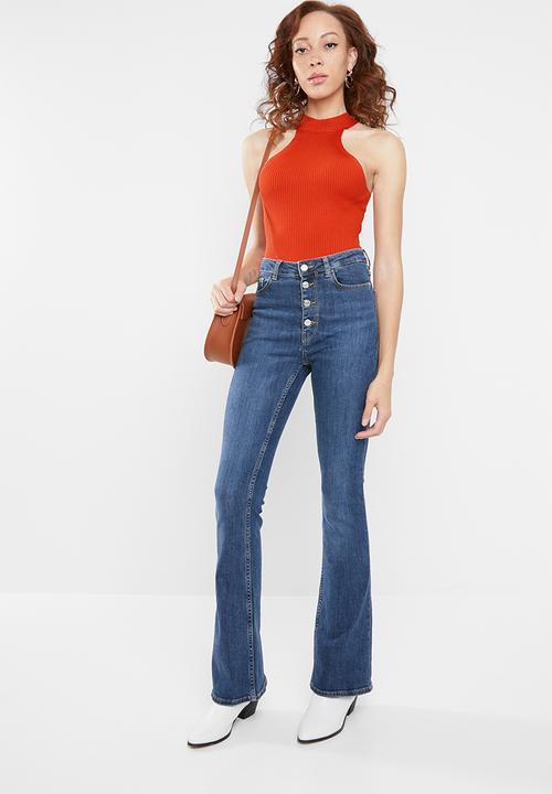 Missguided - Racer neck knitted bodysuit - orange