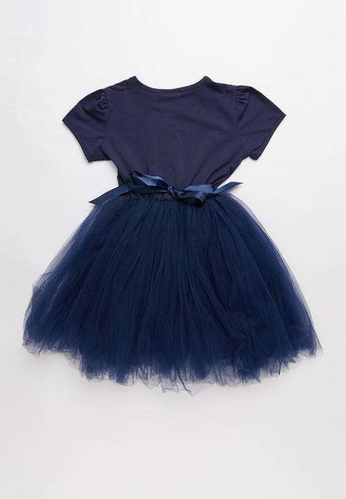 Pop Candy - Mesh combo dress - navy