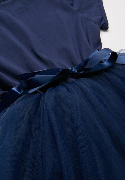Pop Candy - Mesh combo dress - navy