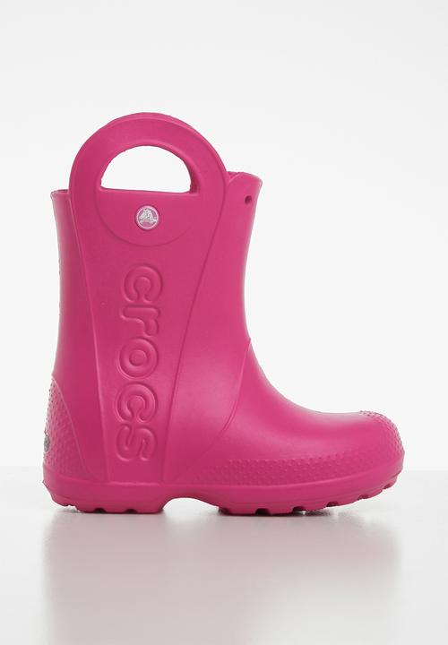 pink croc rain boots