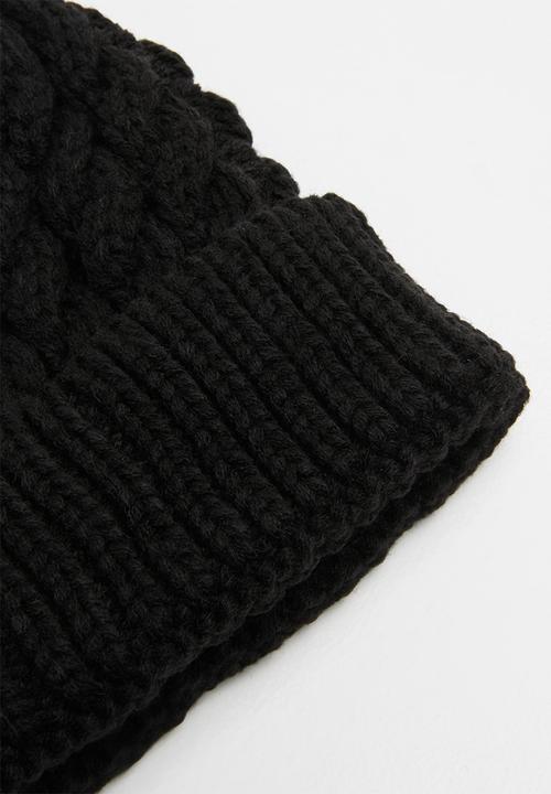 Pop Candy - Cabled beannie - black
