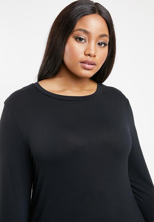 edit Plus - Tie sleeve dress - black