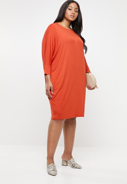 edit Plus - Cuffed easy fit dress - orange
