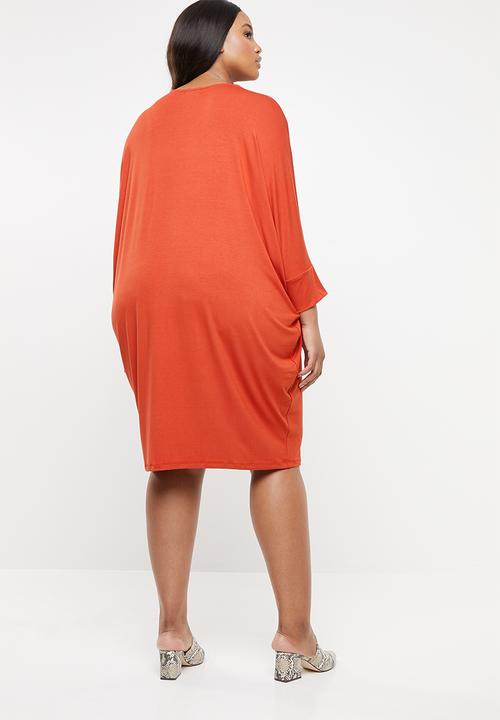 edit Plus - Cuffed easy fit dress - orange
