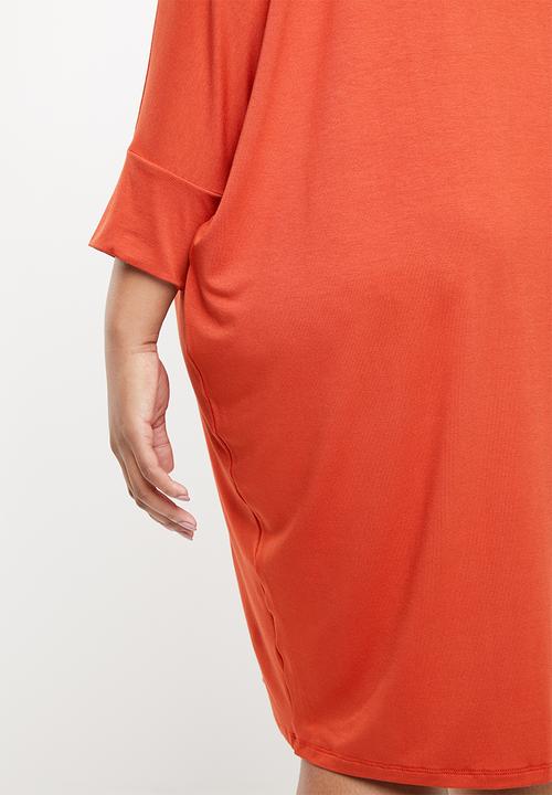edit Plus - Cuffed easy fit dress - orange
