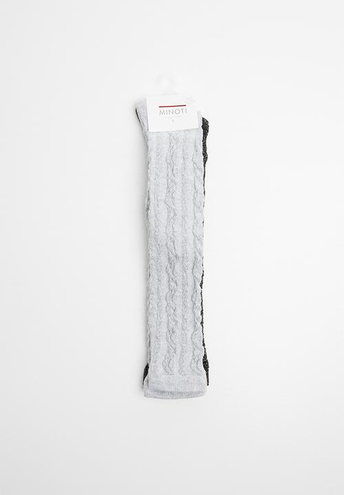 MINOTI - 2 pack knee high cable socks - grey & black 