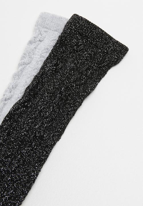 MINOTI - 2 pack knee high cable socks - grey & black 