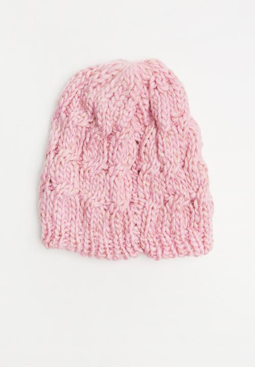 Pop Candy - Chunky cable beanie - pink & gold
