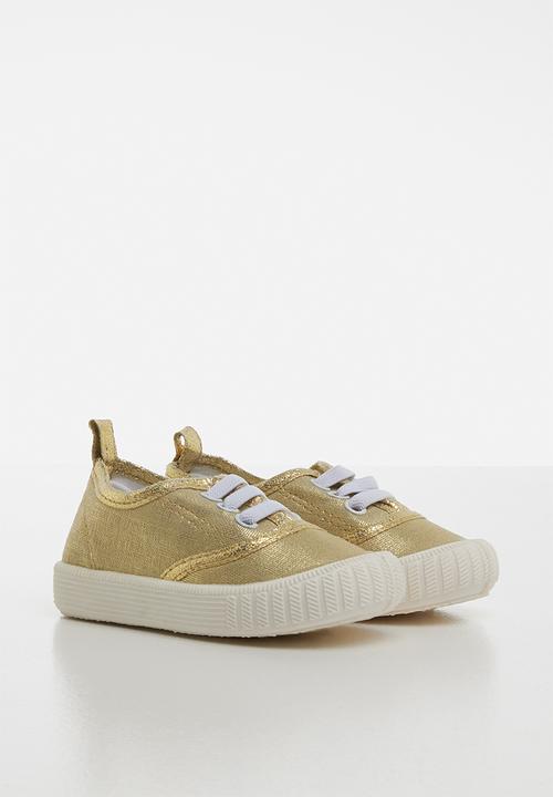 Pop Candy - Girls lace up sneaker - gold 