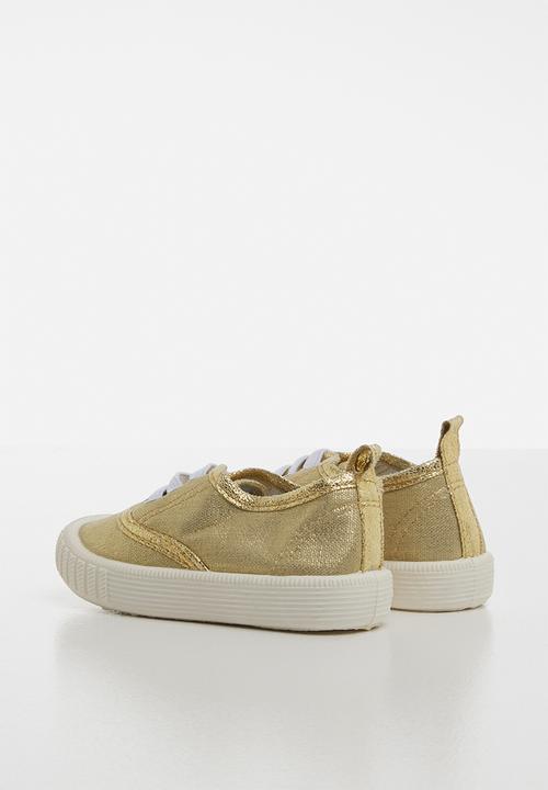 Pop Candy - Girls lace up sneaker - gold 