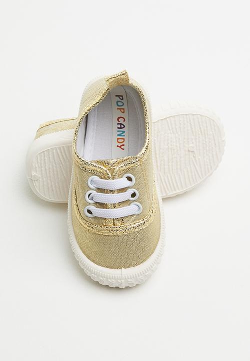 Pop Candy - Girls lace up sneaker - gold 