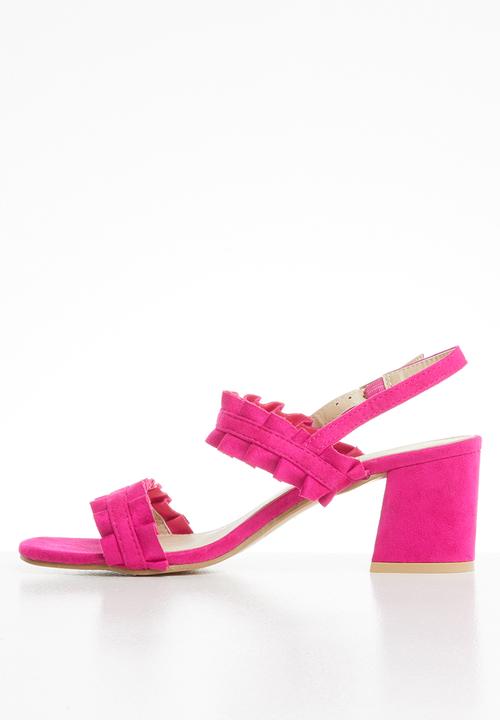 STYLE REPUBLIC - Slingback frill block heels - pink 