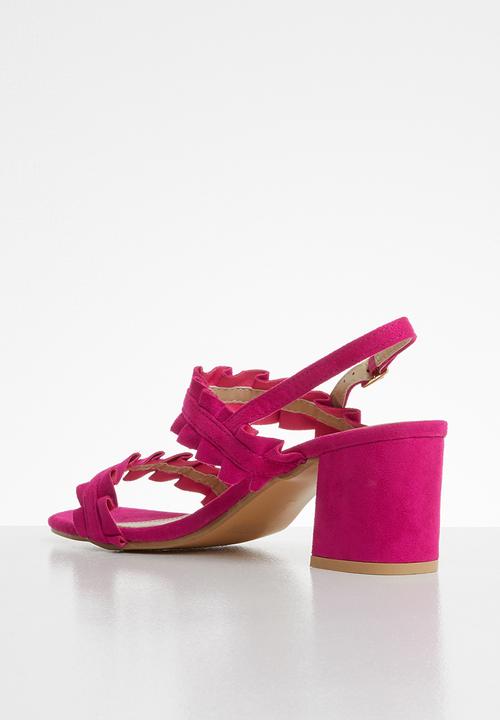 STYLE REPUBLIC - Slingback frill block heels - pink 
