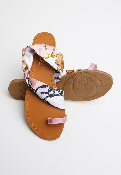 Miss Black - Kalie sandal - pink & white 