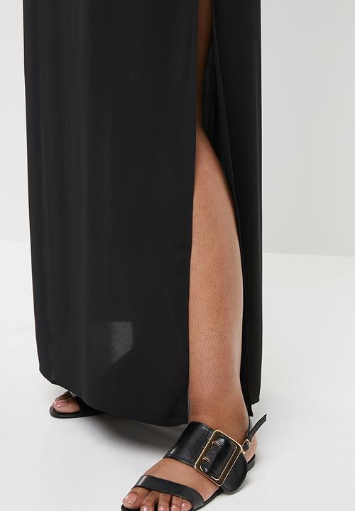 Missguided - Curve maxi skirt with side slit - black