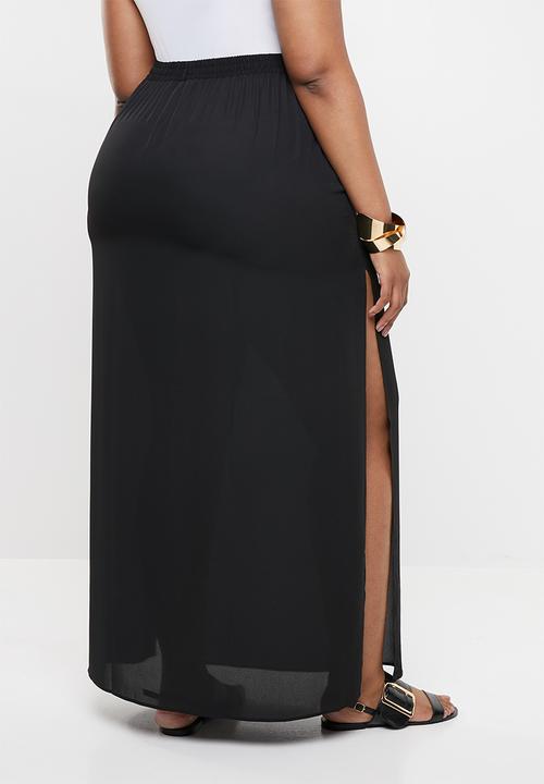 Missguided - Curve maxi skirt with side slit - black
