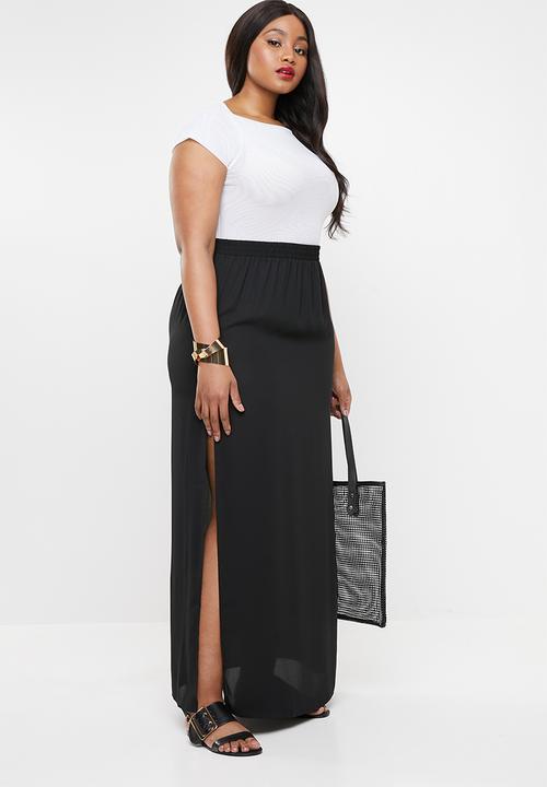 Missguided - Curve maxi skirt with side slit - black