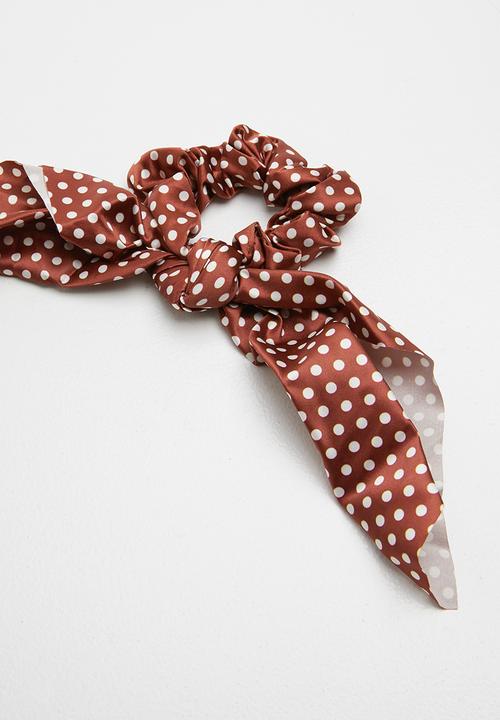 Cotton On - Scarf scrunchie - burgundy & white