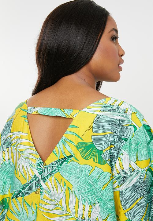 STYLE REPUBLIC PLUS - Tropical tunic dress with V-neck - multi