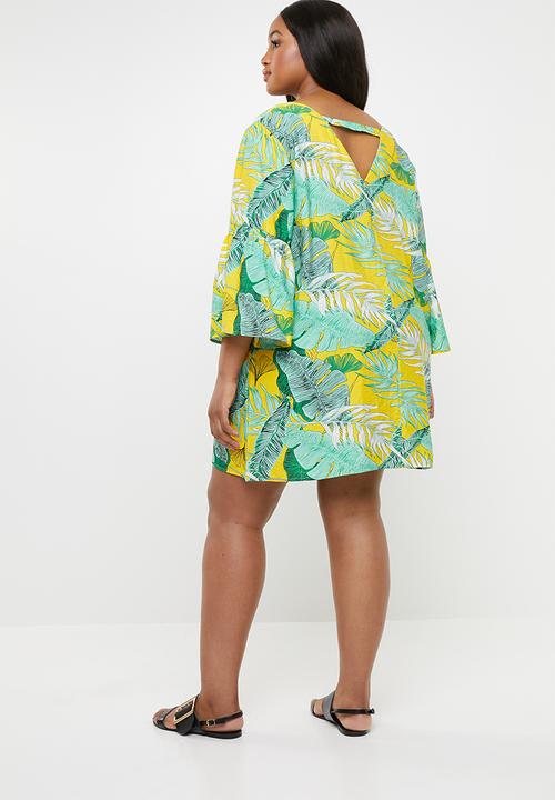 STYLE REPUBLIC PLUS - Tropical tunic dress with V-neck - multi