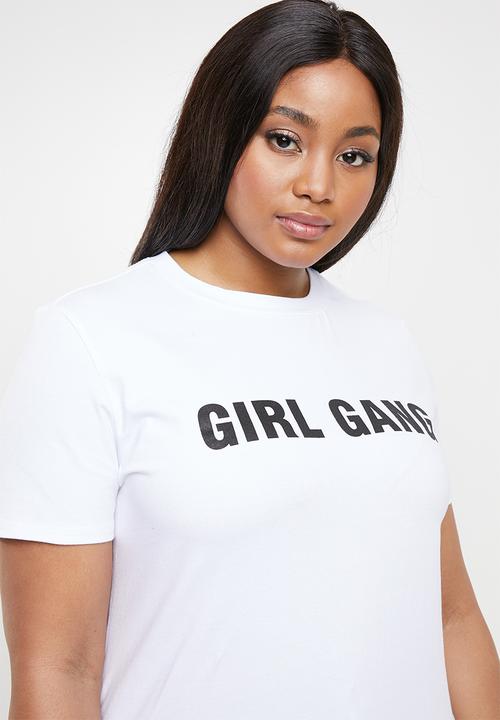 STYLE REPUBLIC PLUS - Girl gang T-shirt - white