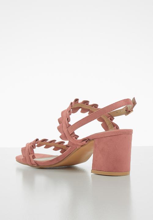 STYLE REPUBLIC - Slingback frill block heels - pink