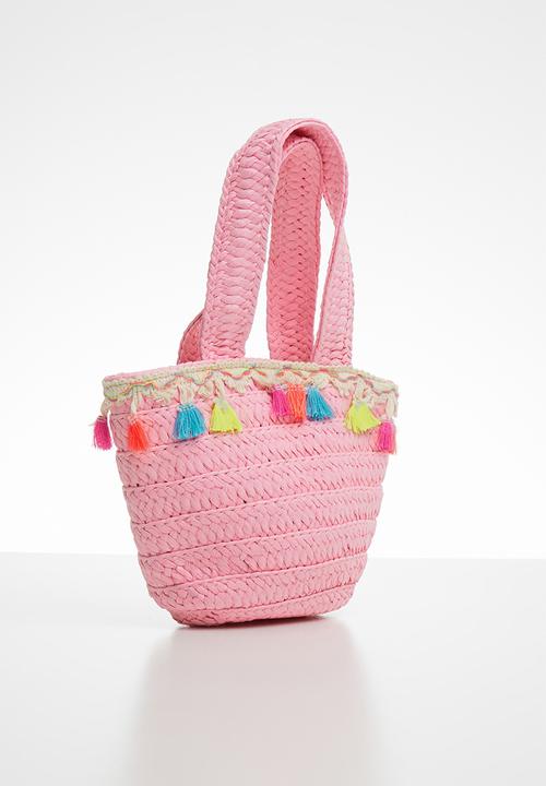 Pop Candy - Straw tote bag with tassel detail - pink