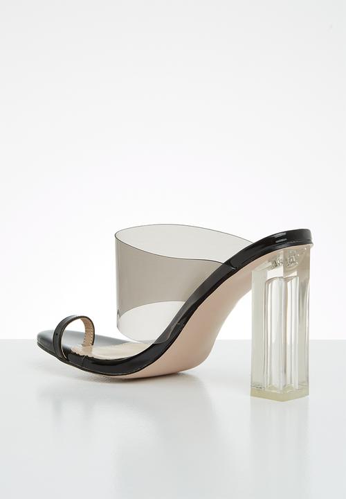 Public Desire - Faux leather toe strap heel - black