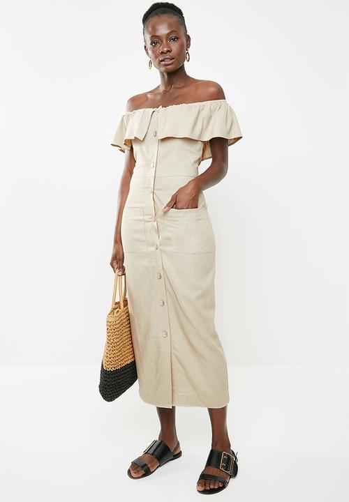 edit - Bardot linen blend dress - beige 