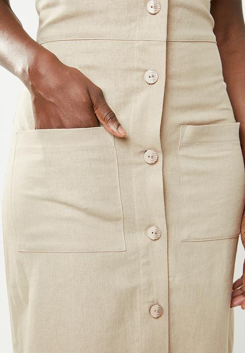 edit - Bardot linen blend dress - beige 